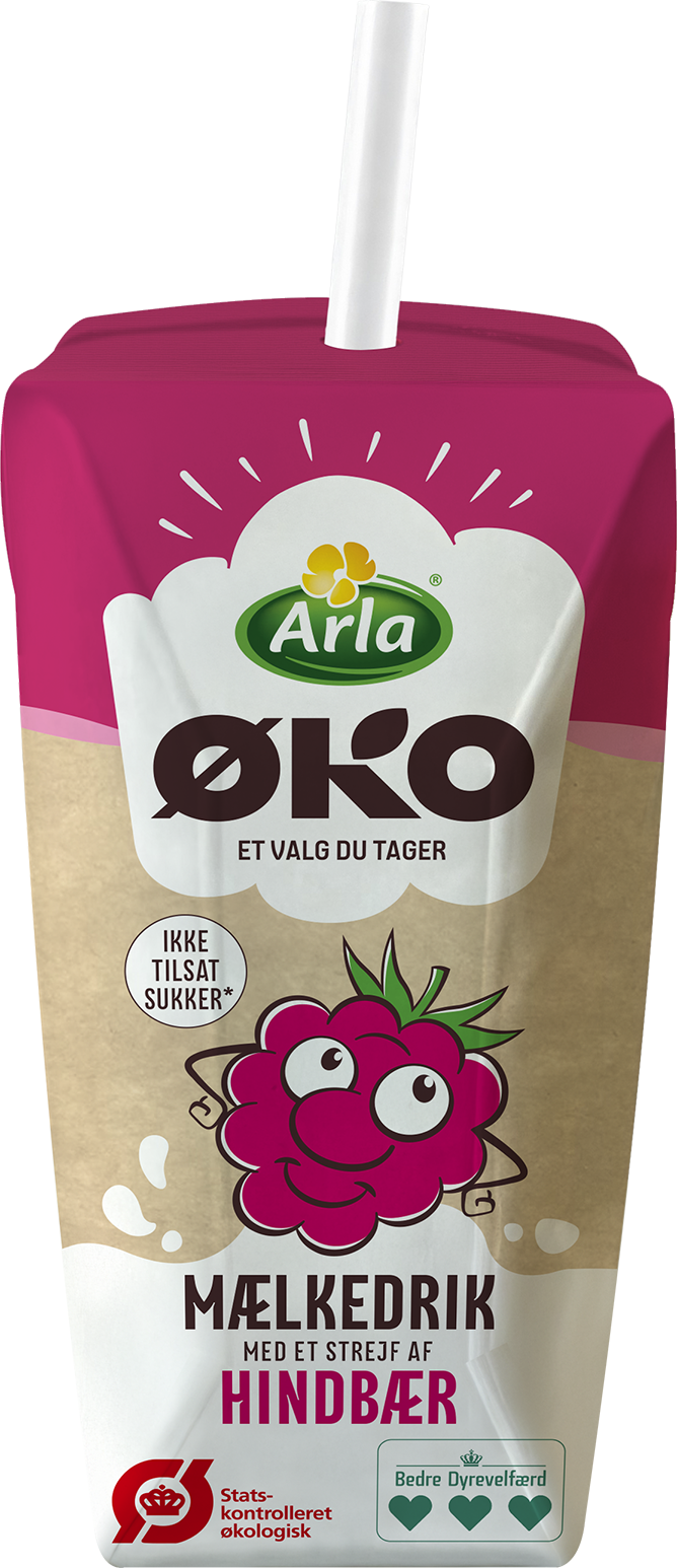 Økologisk mælkedrik med strejf af hindbær 0,4% 200 ml