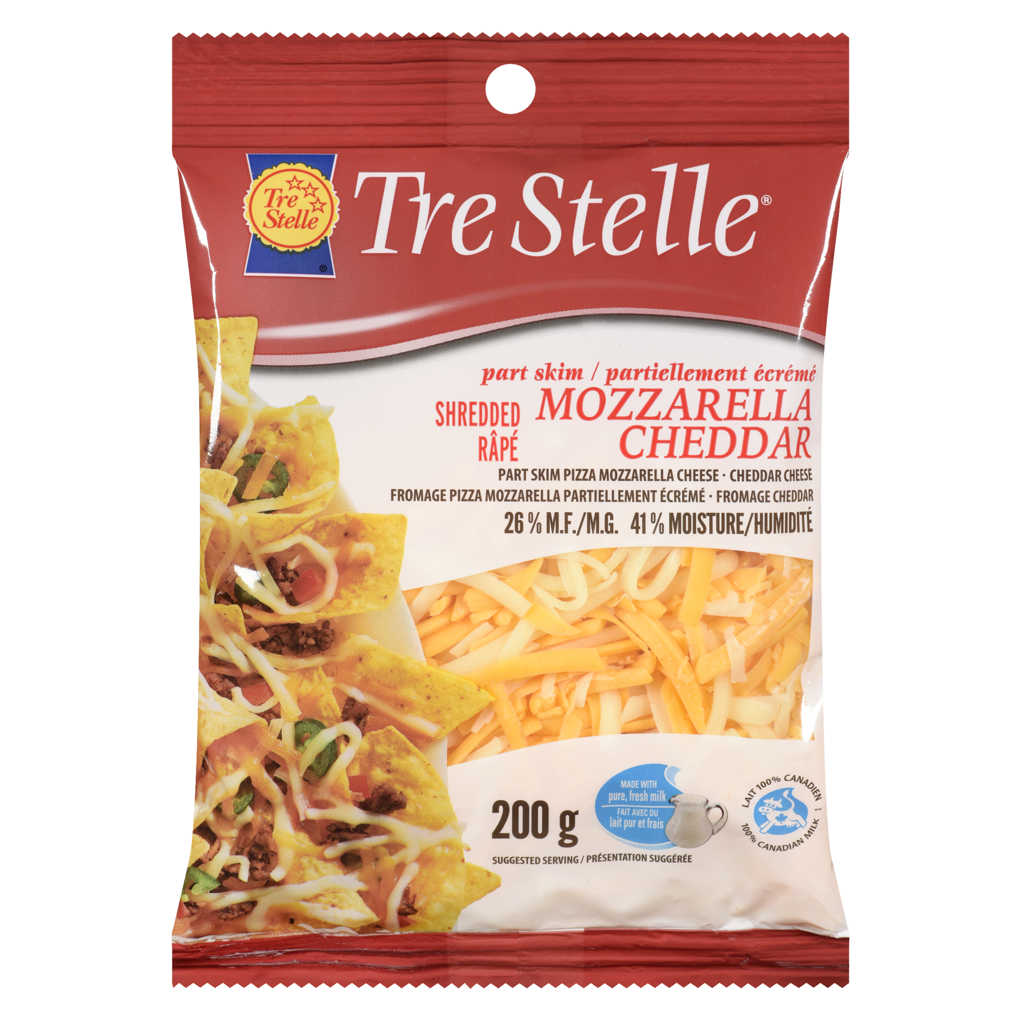 Fromage mozzarella et fromage cheddar en copeaux 200g