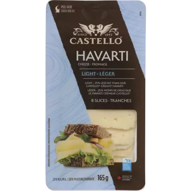 Sliced Havarti with 25% Less Fat 23% 165 g