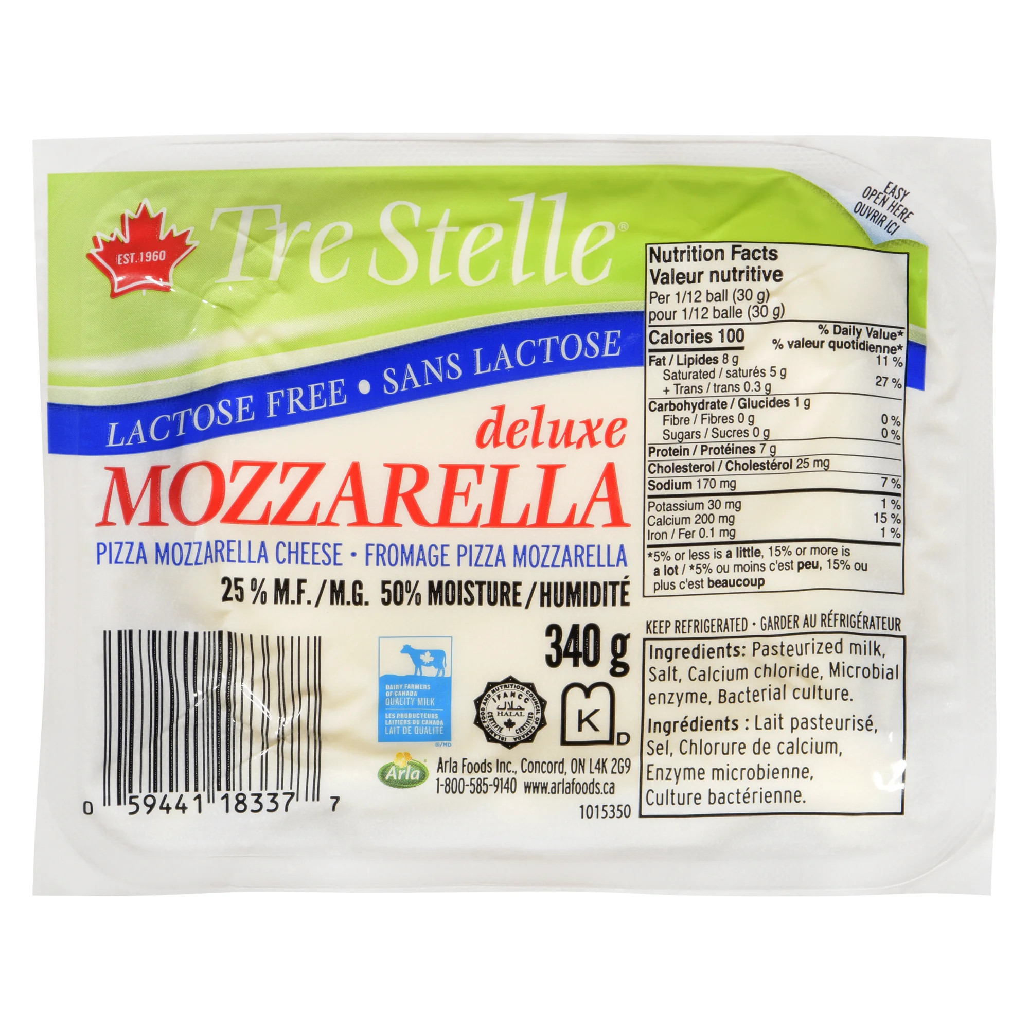 Fromage mozzarella sans lactose en boule 340g
