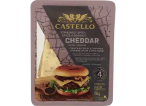 Black Pepper Cheddar Slices 34% 150 g