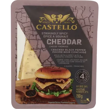 Black Pepper Cheddar Slices 34% 150 g