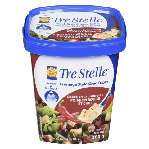 Fromage à la grecque aux poivrons rouges et aux piments chilis 200g