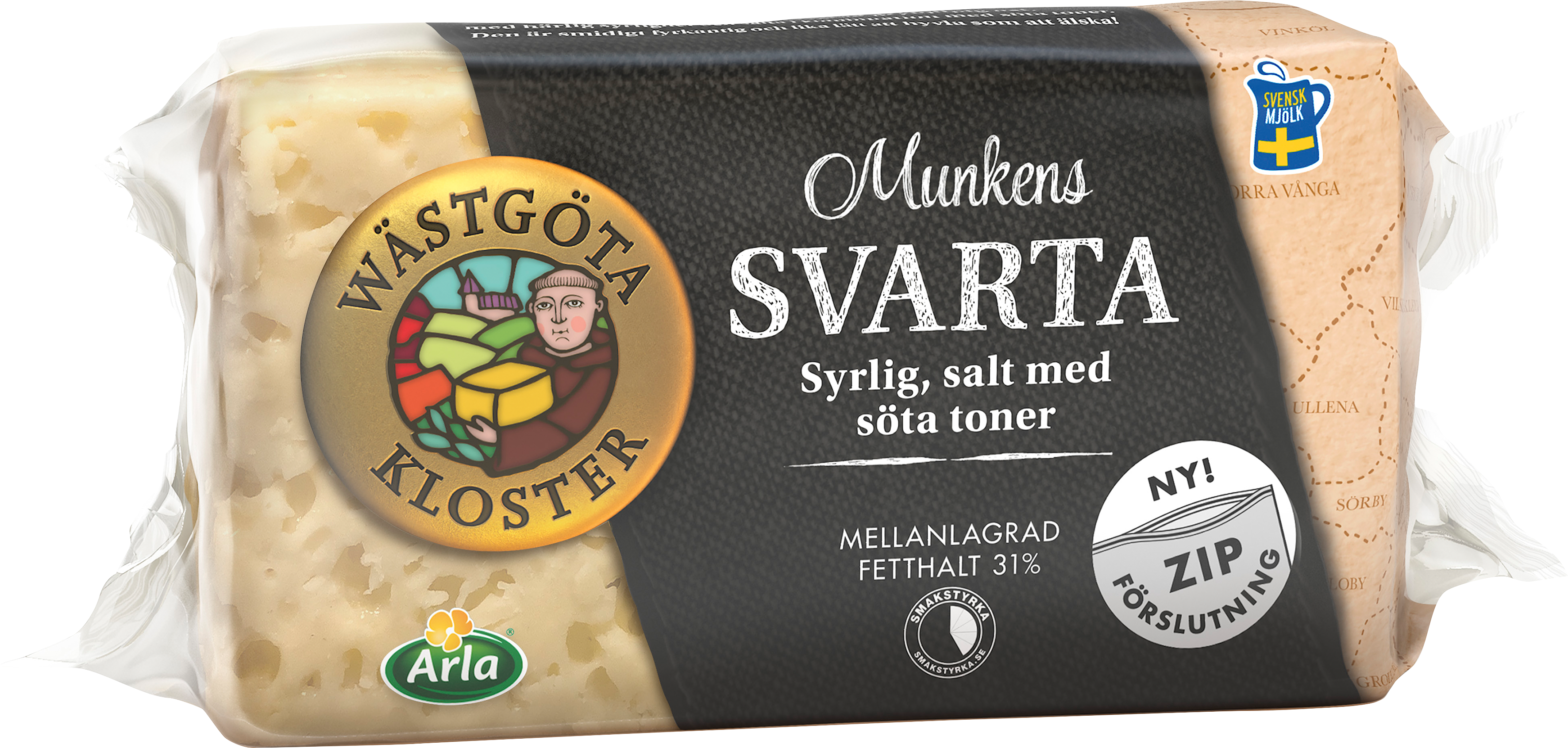 Wästgöta Kloster® Munkens Svarta ost ca 500 g