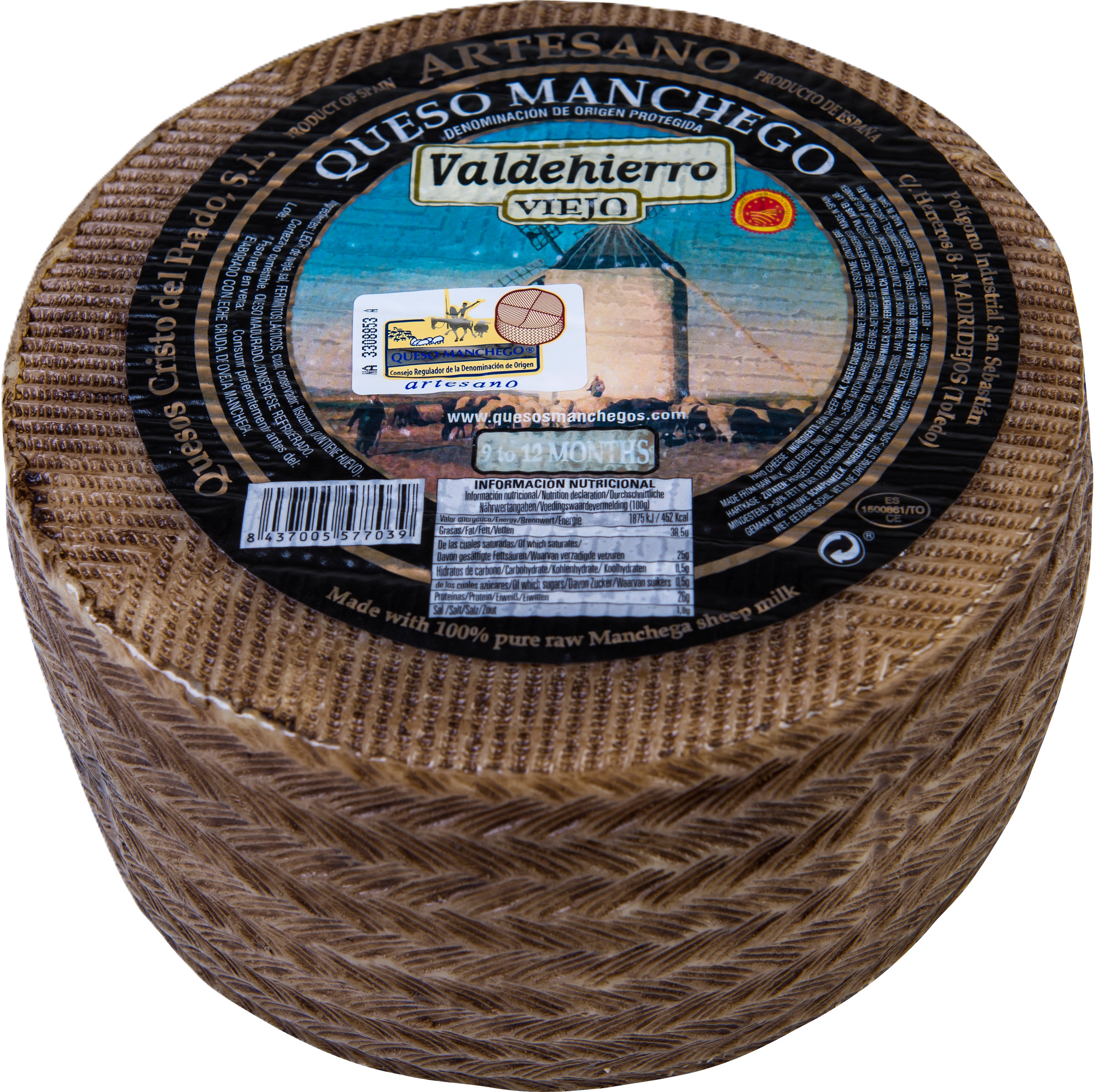 Manchego PDO 9-12 mån opast 39% hårdost