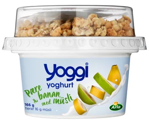 Yoggi® Yoghurt pære og banan med müsli 2,3% 166 g
