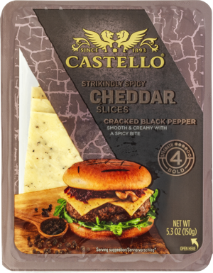 Castello® Cheddar Slices Cracked Black Pepper 48+ 150 g