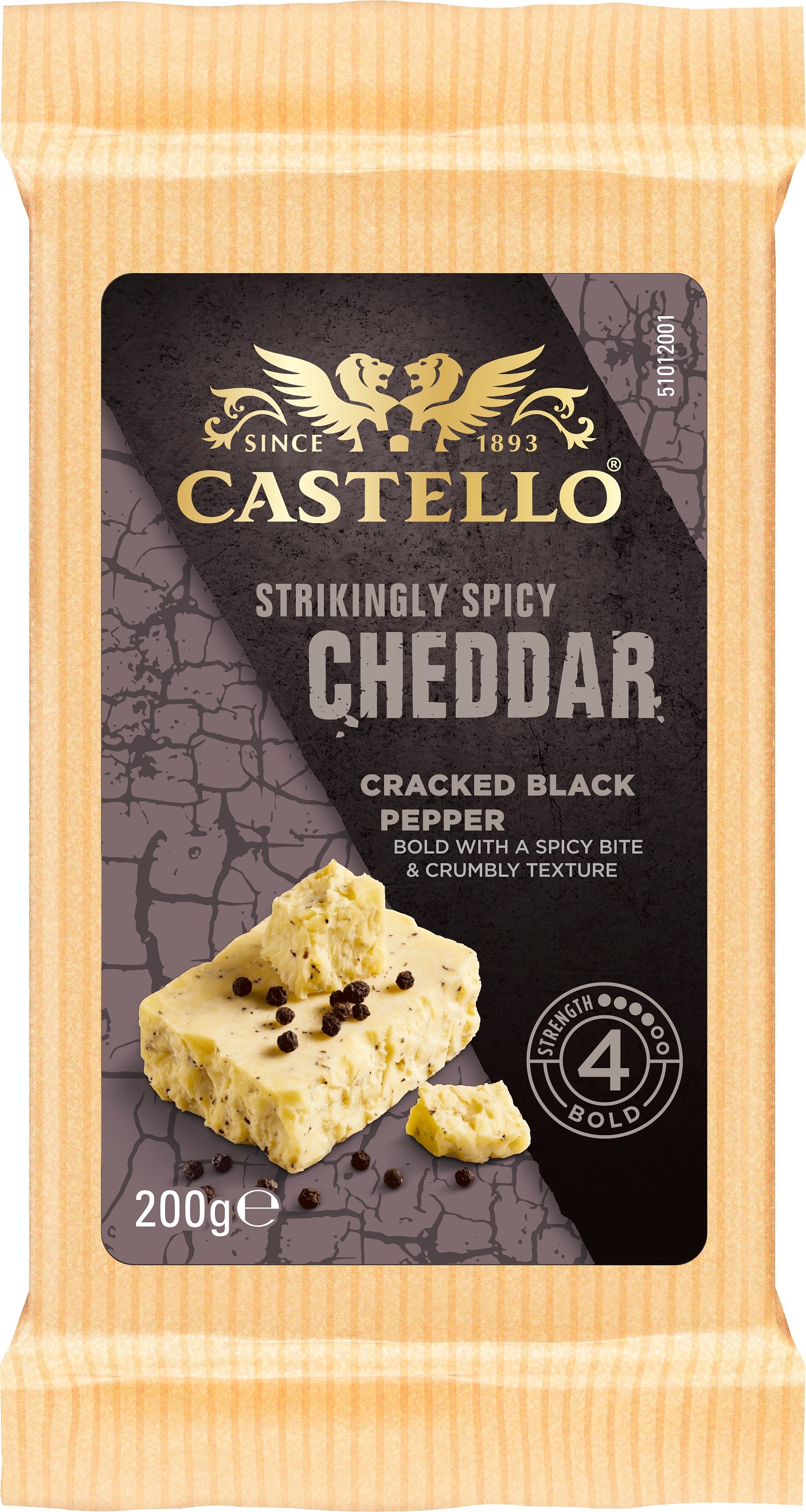 Castello Cheddar sort peber 48+ 200 g