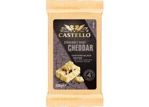 Castello Cheddar sort peber 48+ 200 g