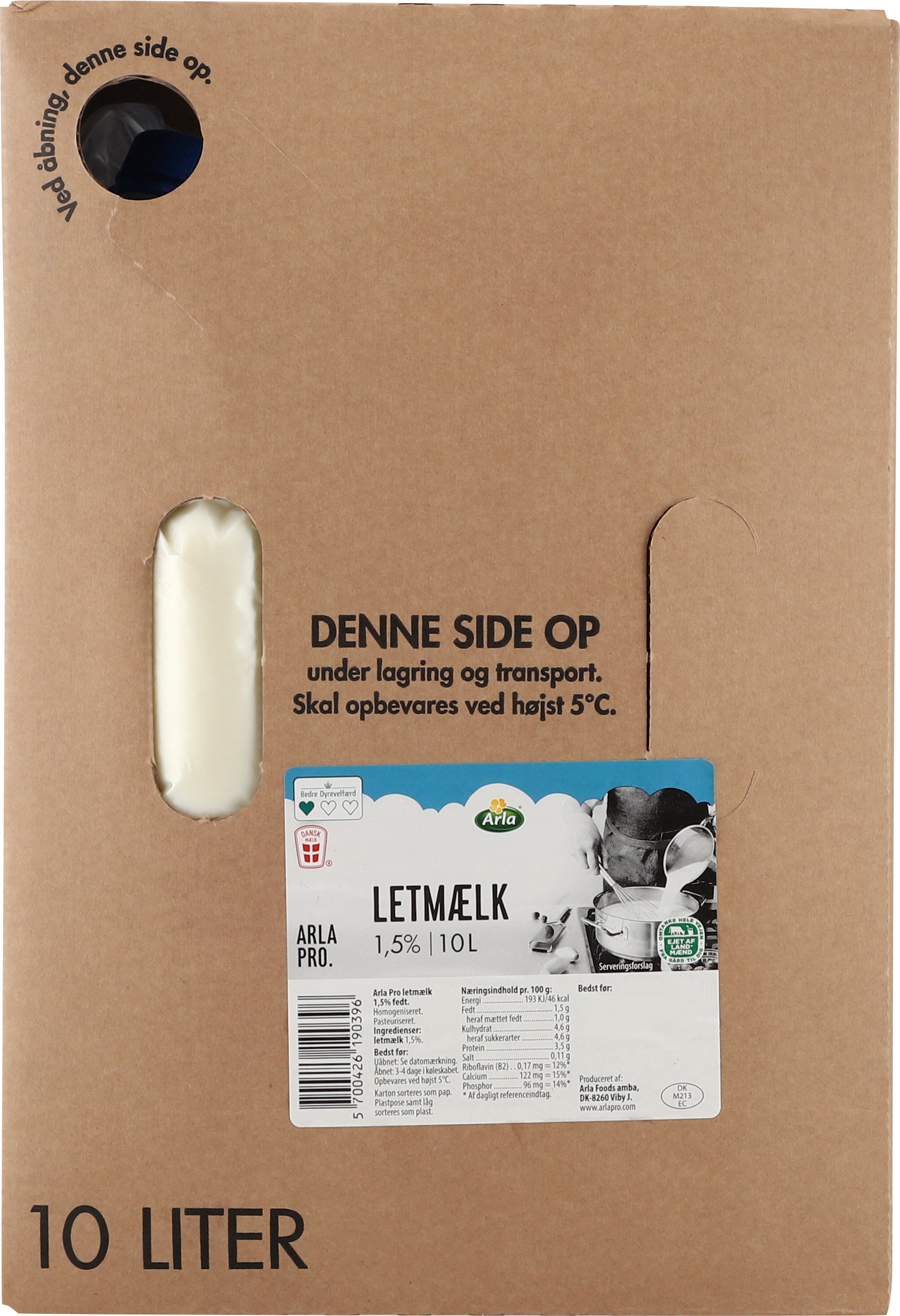 Letmælk BiB 1,5% 10 l