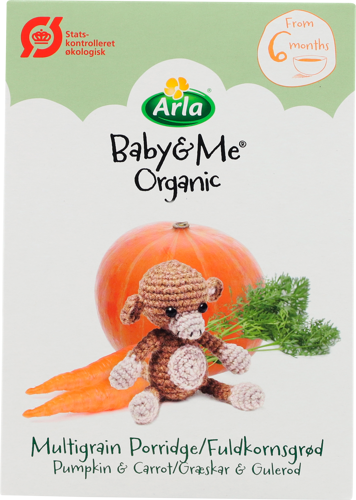 Arla Baby&Me® Økologisk Fuldkornsgrød med græskar og gulerod 210 g