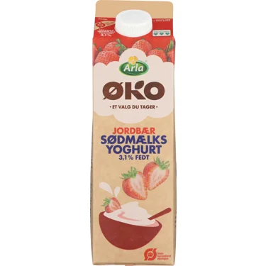 Øko Sødmælksyoghurt m. jordbær 3,1% 1000 g