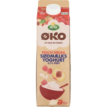 Sødmælksyoghurt m. peach melba 3,1% 1 kg