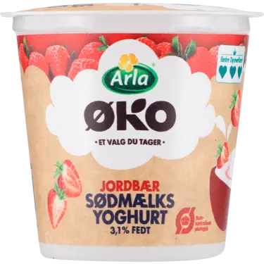Økologisk yoghurt 3,1% med jordbær 150 g