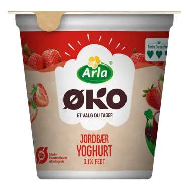 Økologisk yoghurt 3,1% med jordbær 150 g