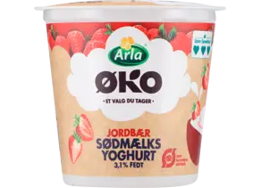 Økologisk yoghurt 3,1% med jordbær 150 g