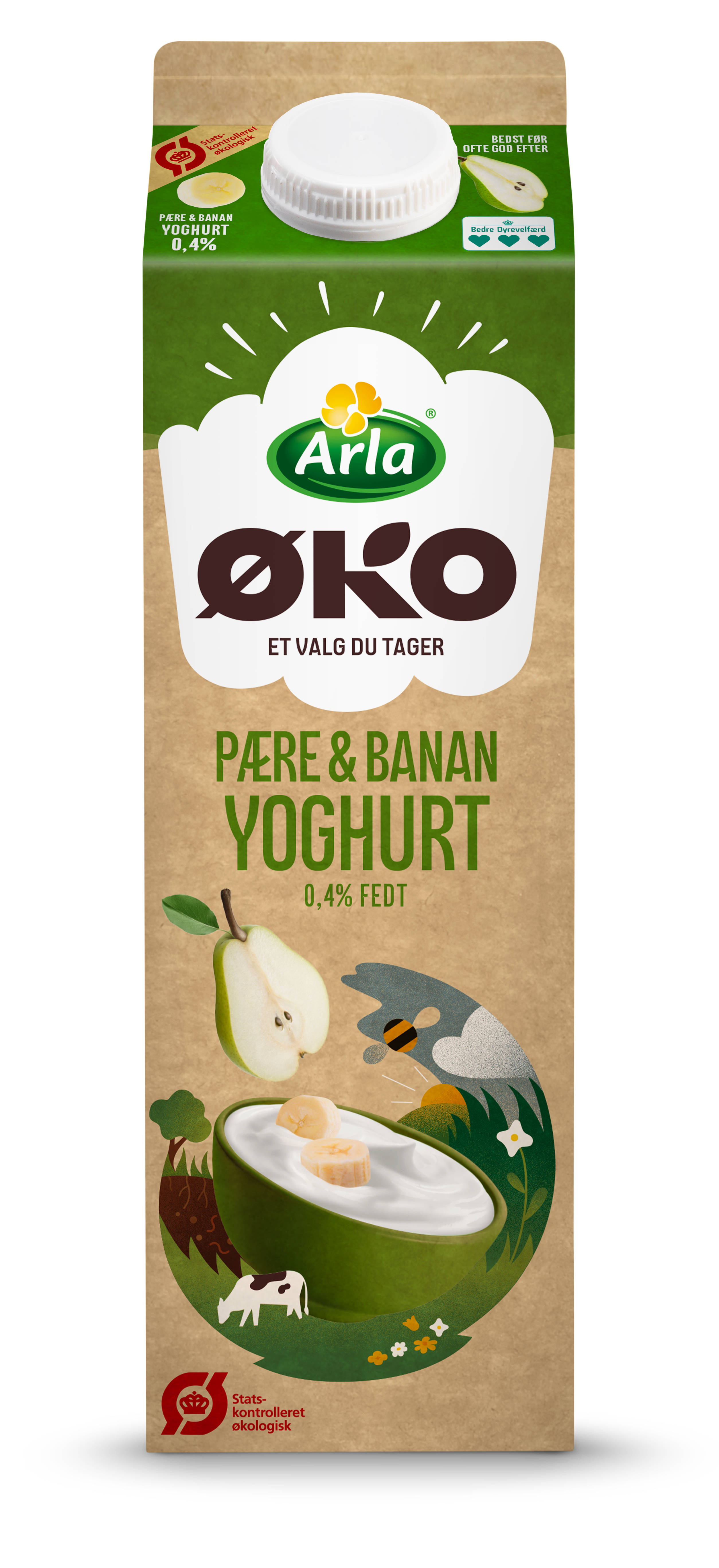 Økologisk Yoghurt pære/banan 0,4% 1000 g