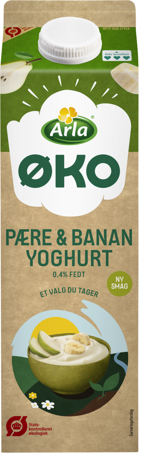 Økologisk Yoghurt pære/banan 0,4% 1000 g