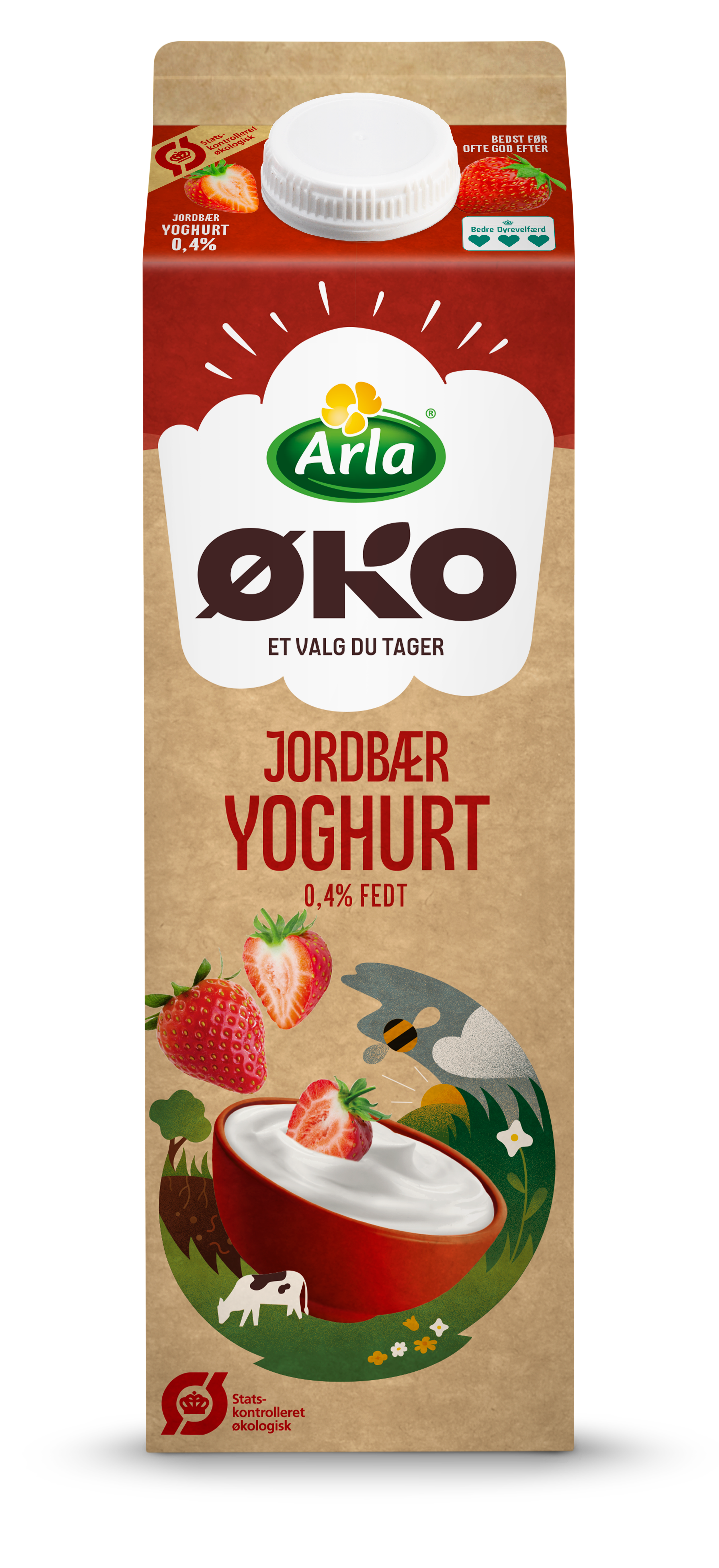 Økologisk Yoghurt jordbær 0,4% 1000 g