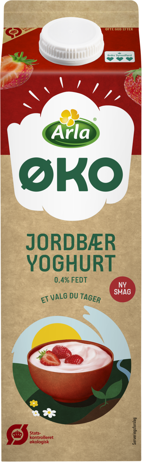 Økologisk Yoghurt jordbær 0,4% 1000 g