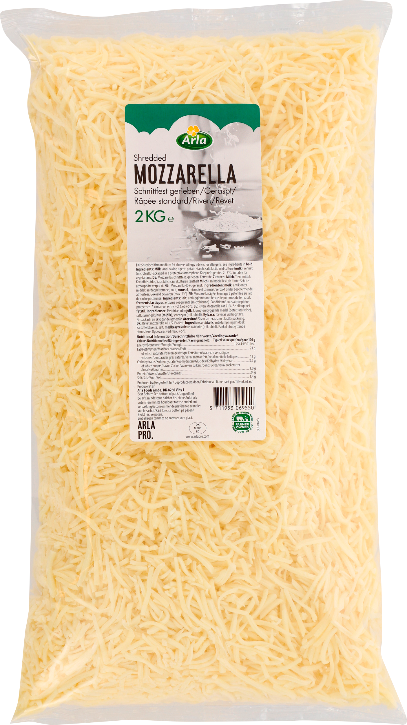 Mozzarella revet 21% 40+ 2 kg