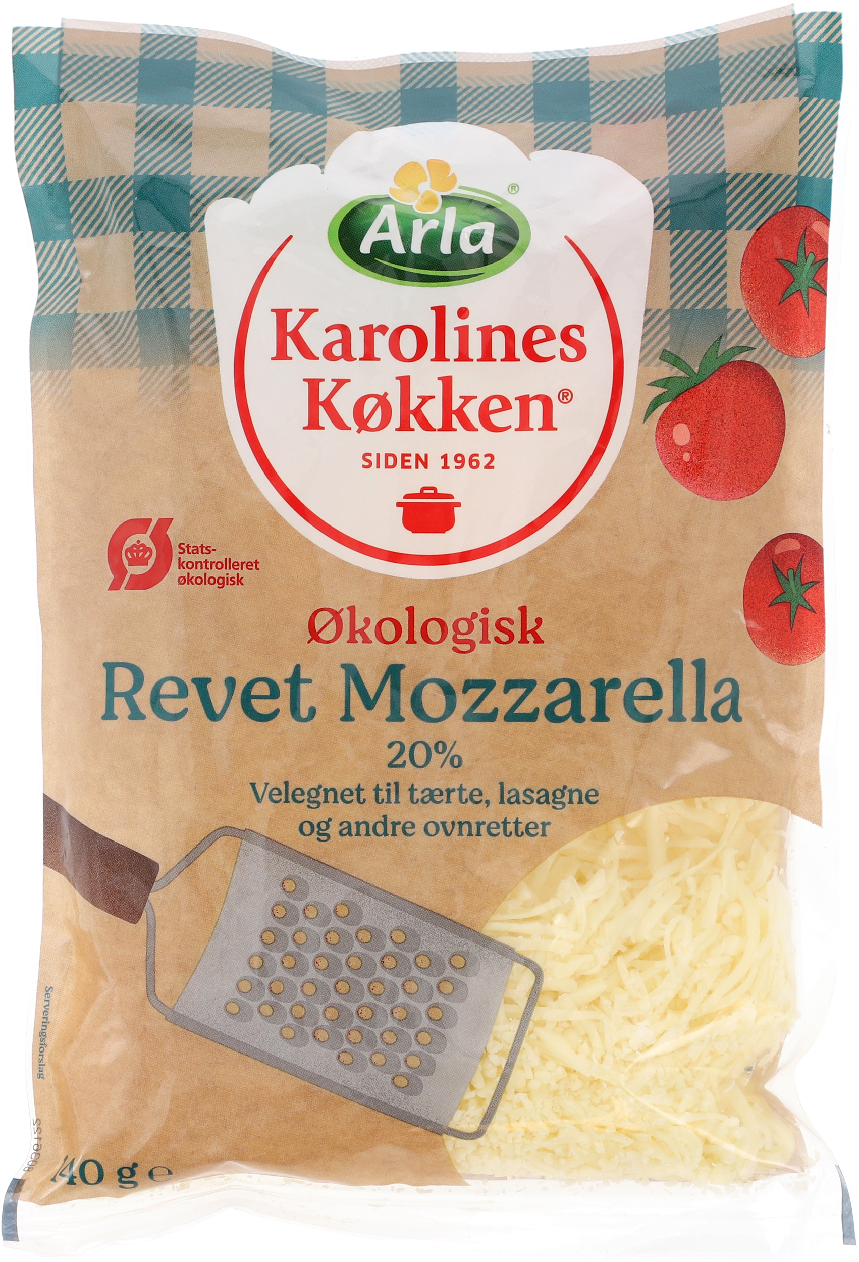 Arla Karolines Køkken® Revet Mozzarella Økologisk 40+ 140 G | Arla