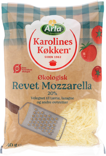 Arla Karolines Køkken® Revet Mozzarella Økologisk 40+ 140 g