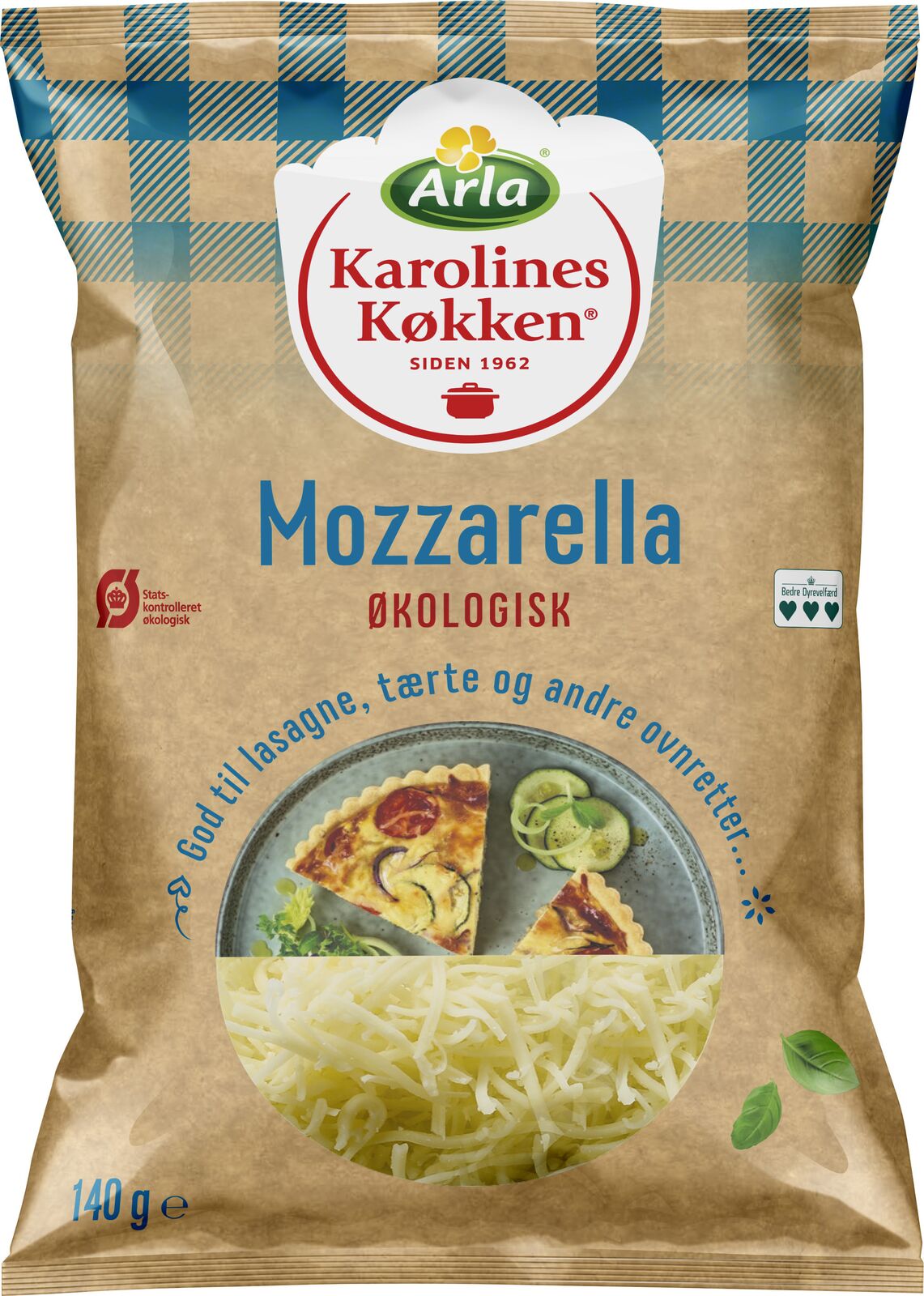Revet Mozzarella Økologisk 40+ 140 g