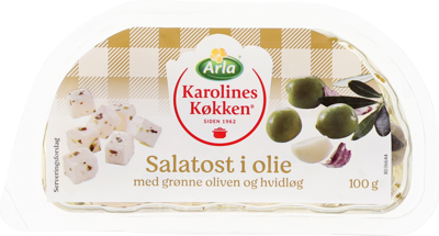 Arla Karolines Køkken® Salatost i olie m grønne oliven/hvidløg 45+ 100 g