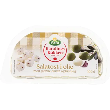 Salatost i olie m grønne oliven/hvidløg 45+ 100 g