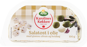 Arla Karolines Køkken® Salatost i olie m grønne oliven/hvidløg 45+ 100 g