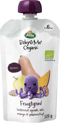 Arla Baby&Me® Frugtgrød med butternut squash, mango og passionsfrugt 120 g