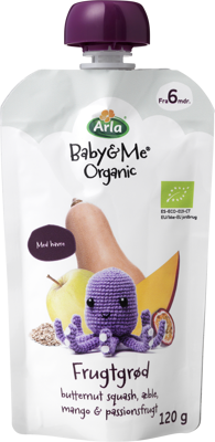 Arla Baby&Me® Frugt grød butternut squash, mango, passionsfrugt 120 g