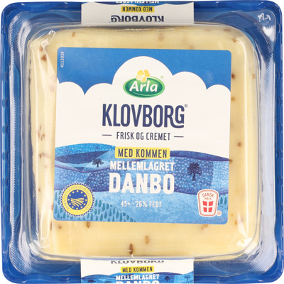 Arla Klovborg® Danbo Mellemlagret m. kommen 45+ 240 g