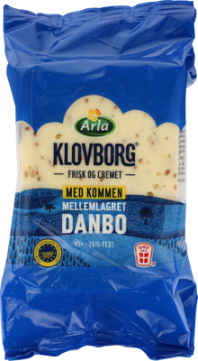 Arla Klovborg® Mellemlagret Danbo med kommen 45+ 650 g