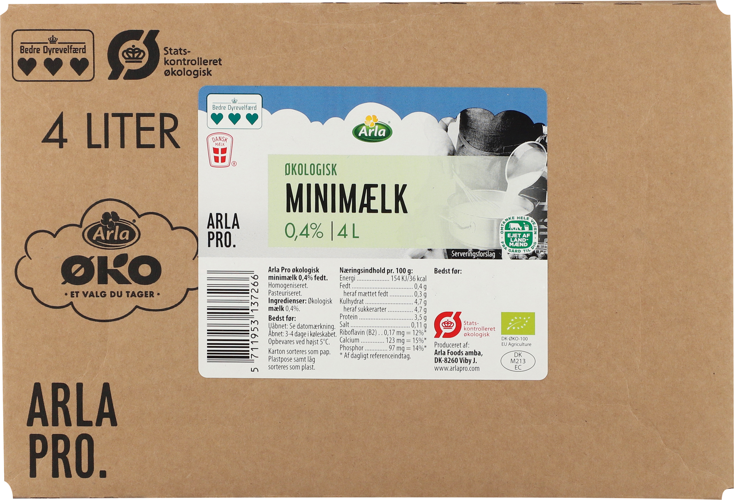 Øko Minimælk 0,4% 4 l