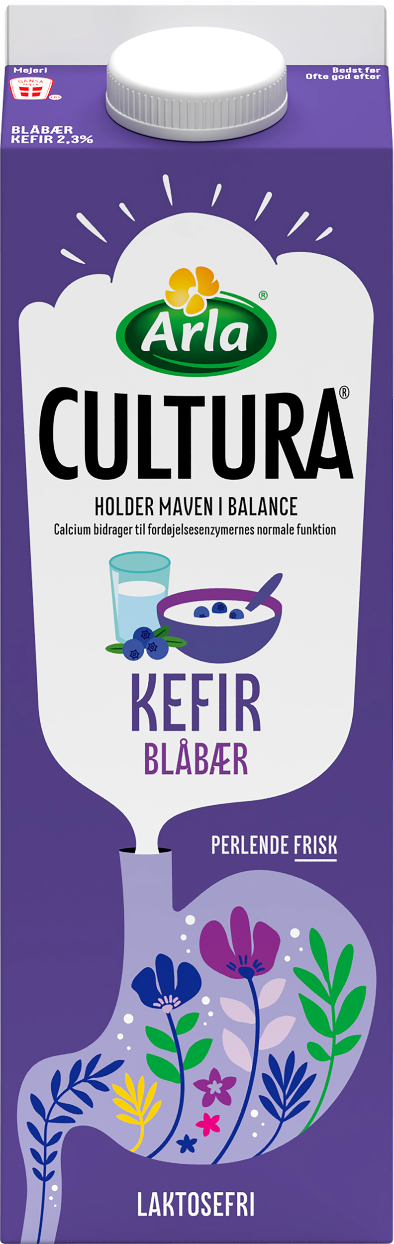 Laktosefri kefir med blåbær 2,3% 1 l