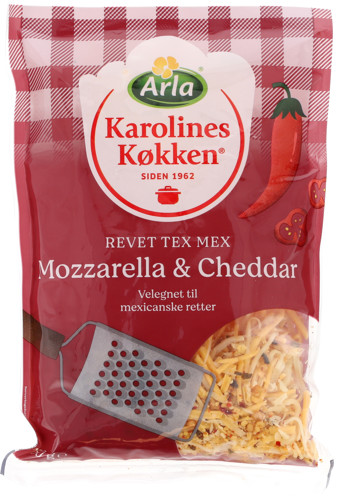 Arla Karolines Køkken® Revet Mozzarella & Cheddar 45+ 150 g