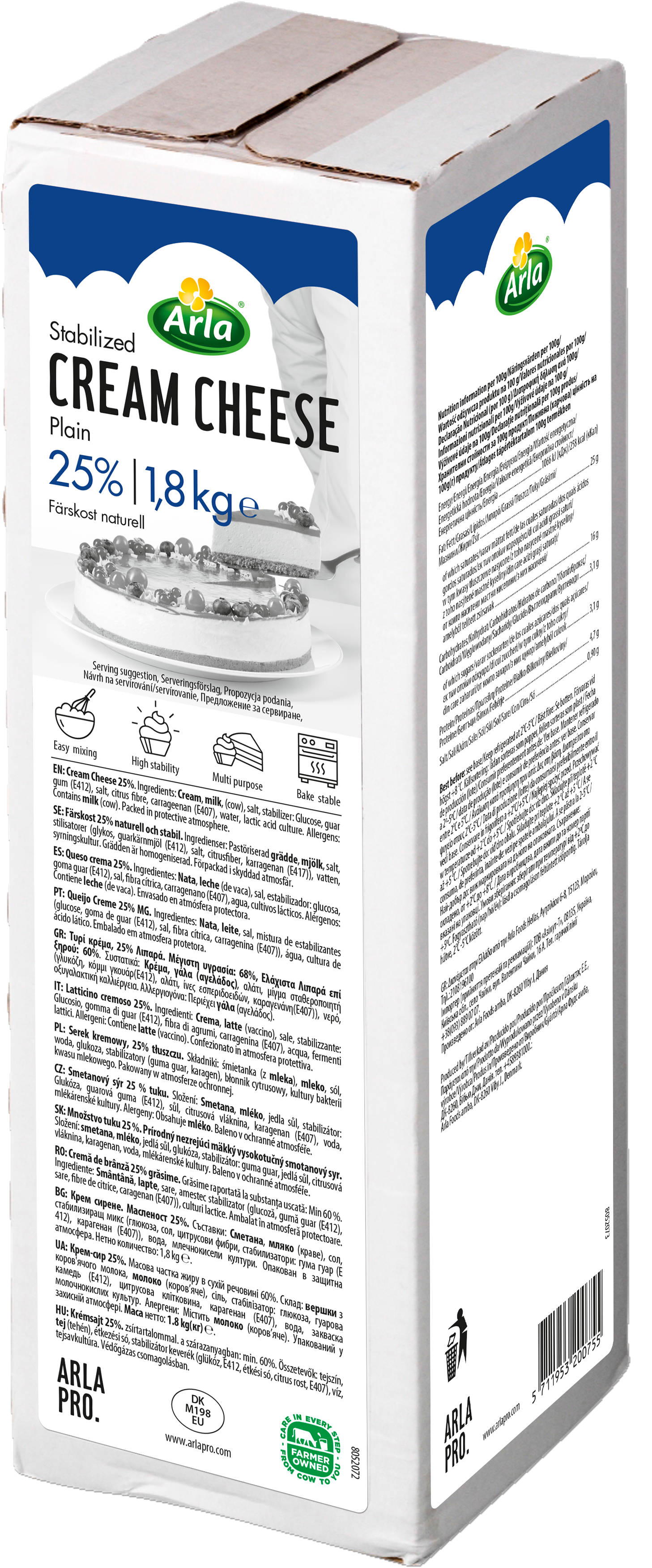 Färskost naturell stabil 25%