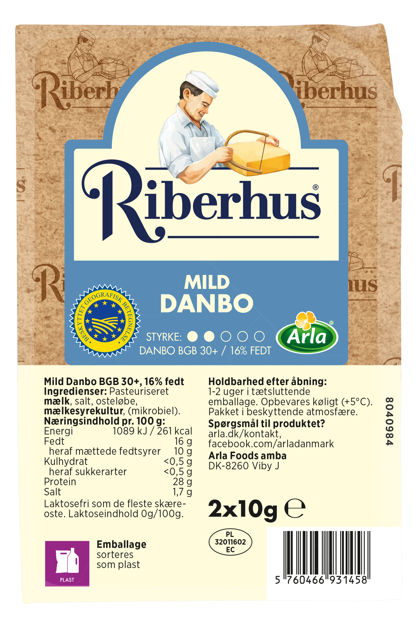 Danbo Ost mild kuvertskiver 30+ 2x10 g