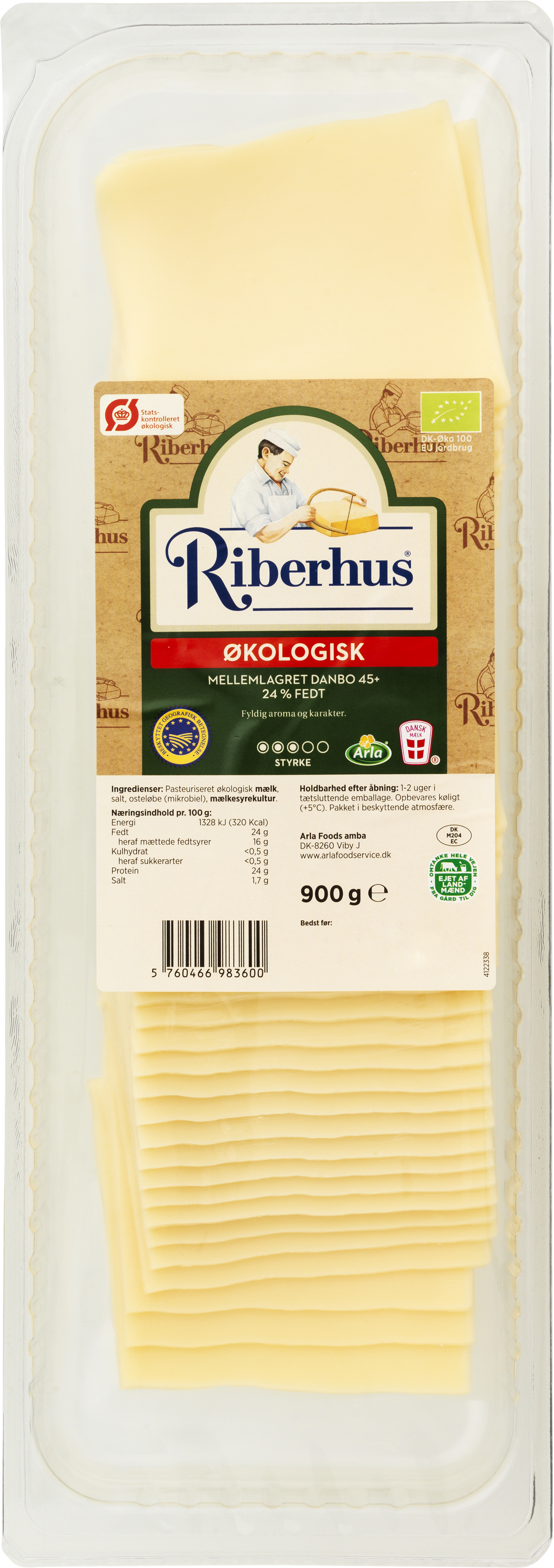 Øko Ost mellemlagret i skiver 900 g