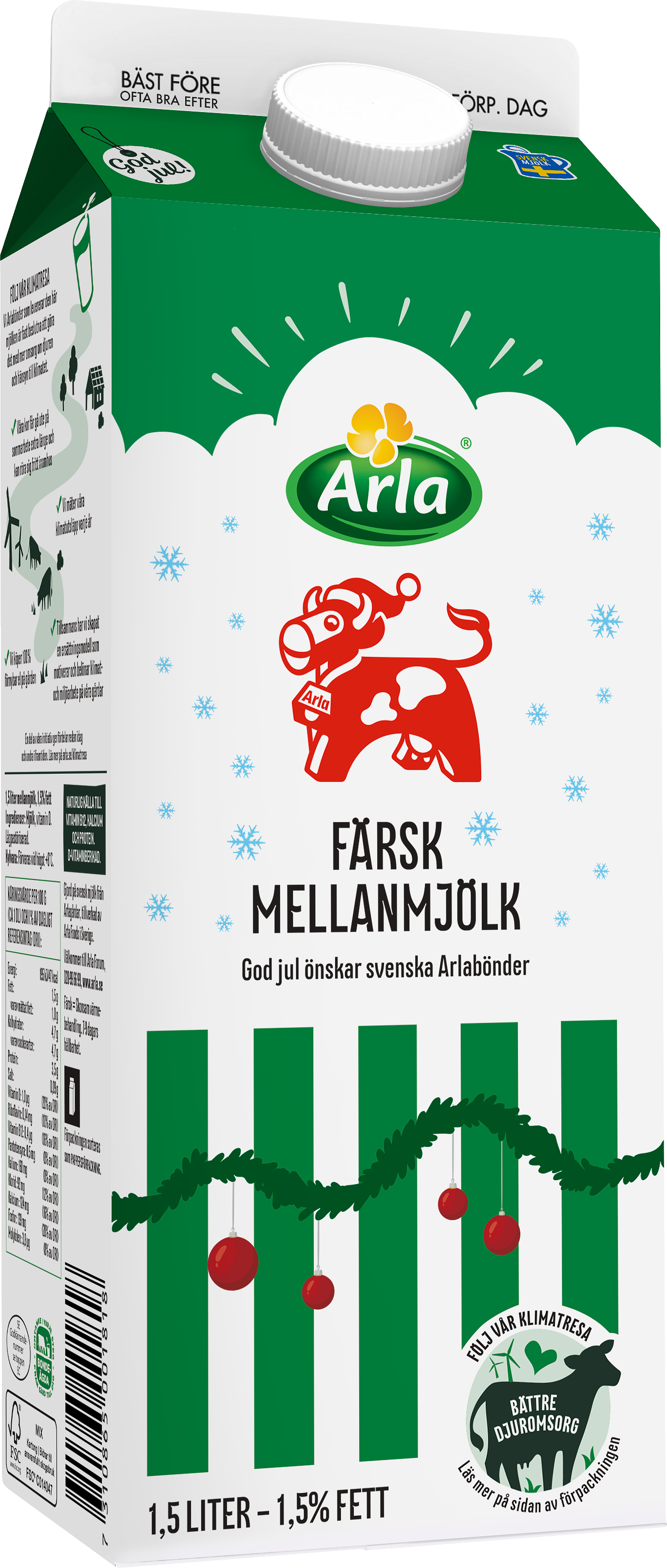 Färsk mellanmjölk 1.5% 1.5 lit