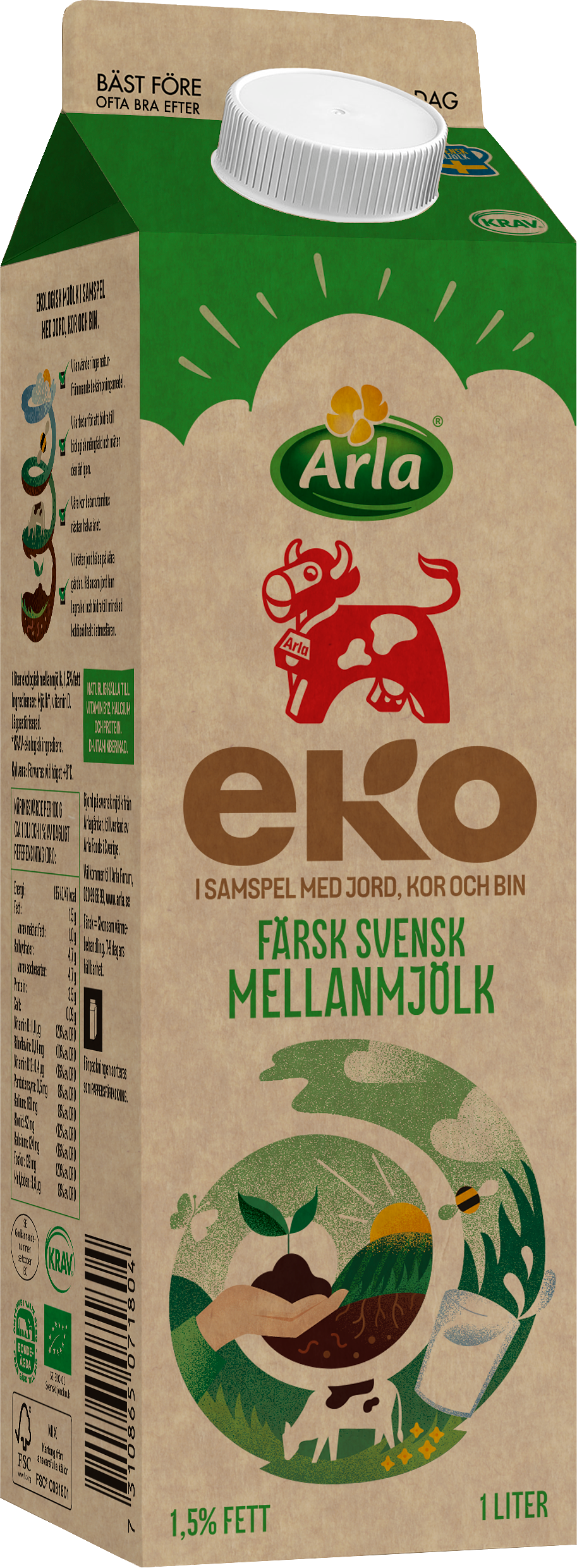 Färsk mellanmjölk 1.5% 1 liter