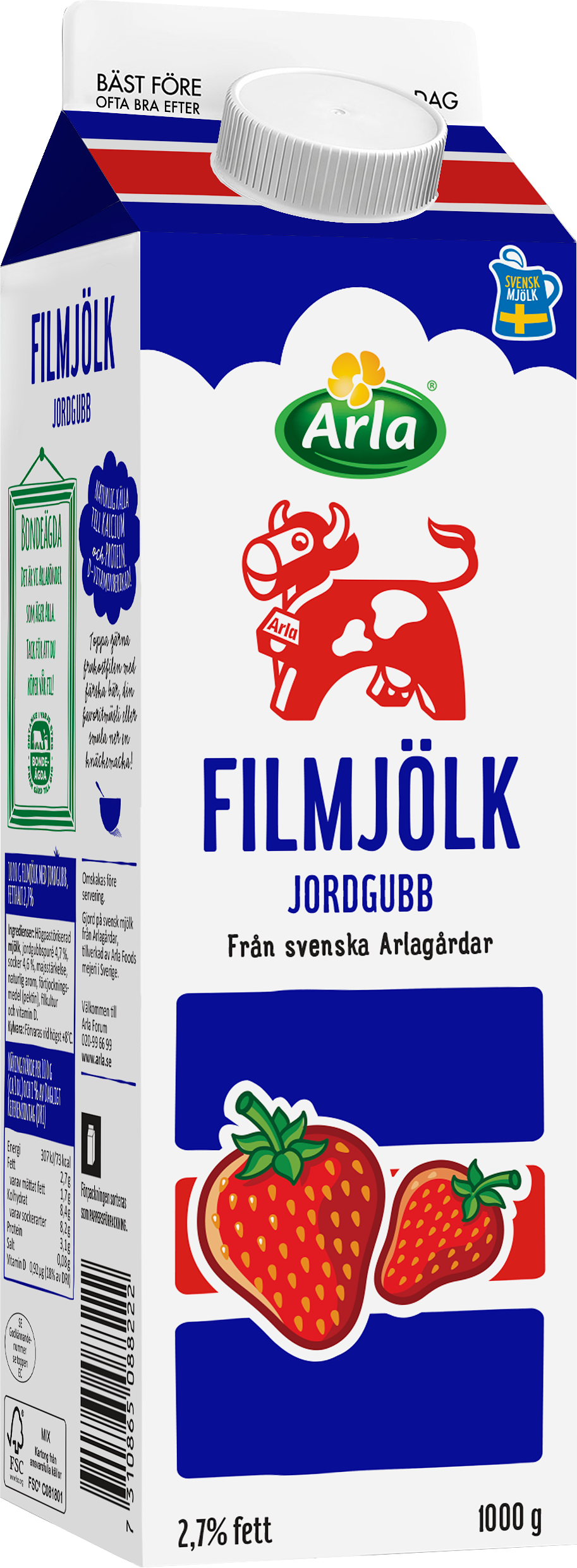 Filmjölk jordgubb 2.7% 1000 g