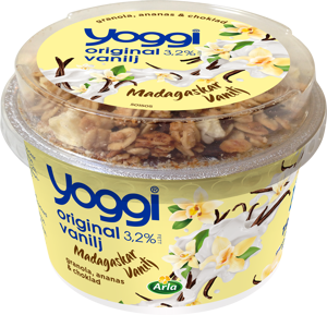 Yoggi® Original yoghurt vanilj m topping 2% 190 g