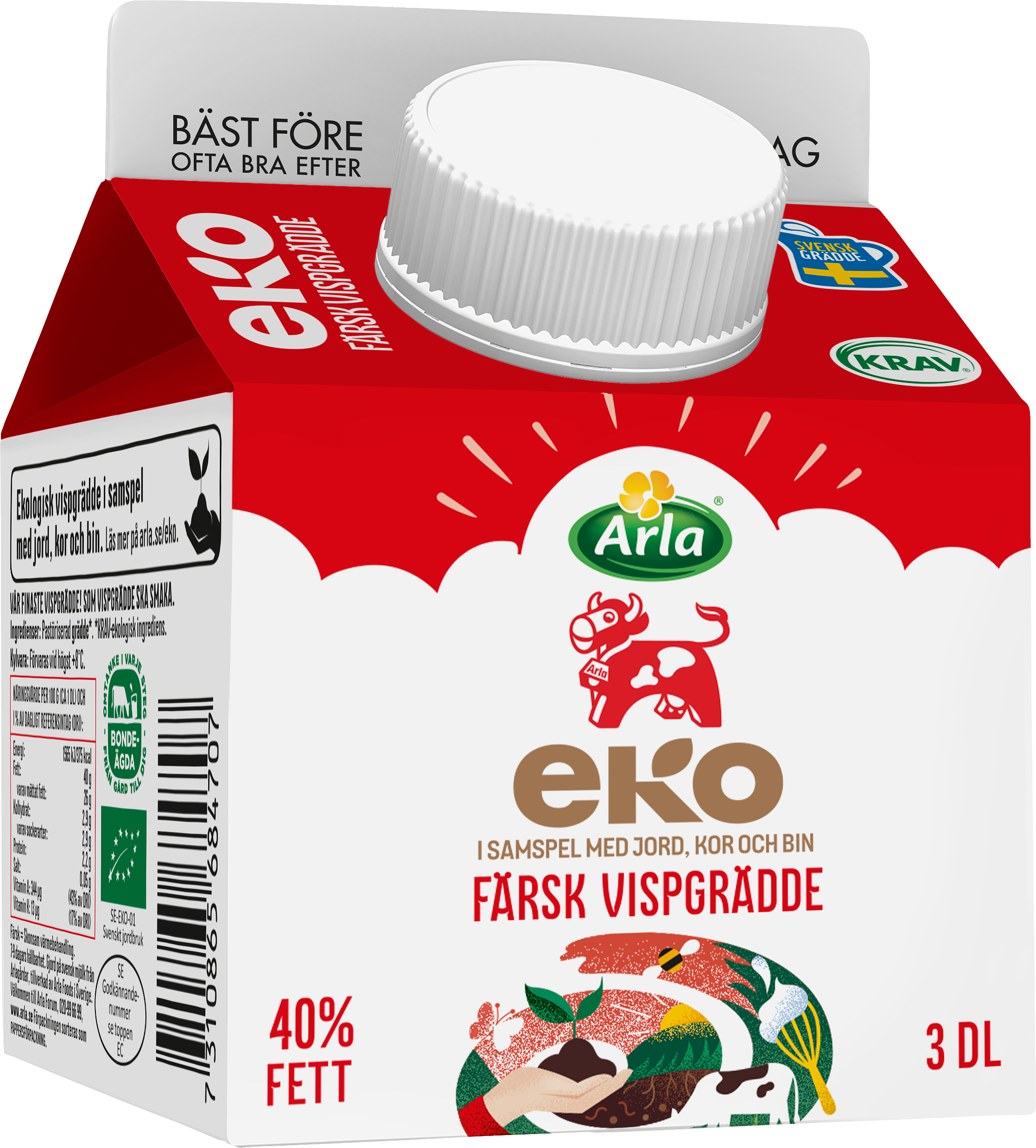 Eko vispgrädde 40% 3 dl