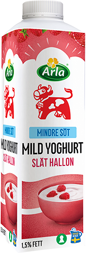 Mild yoghurt hallon lättsockrad 1.5% 1000 g