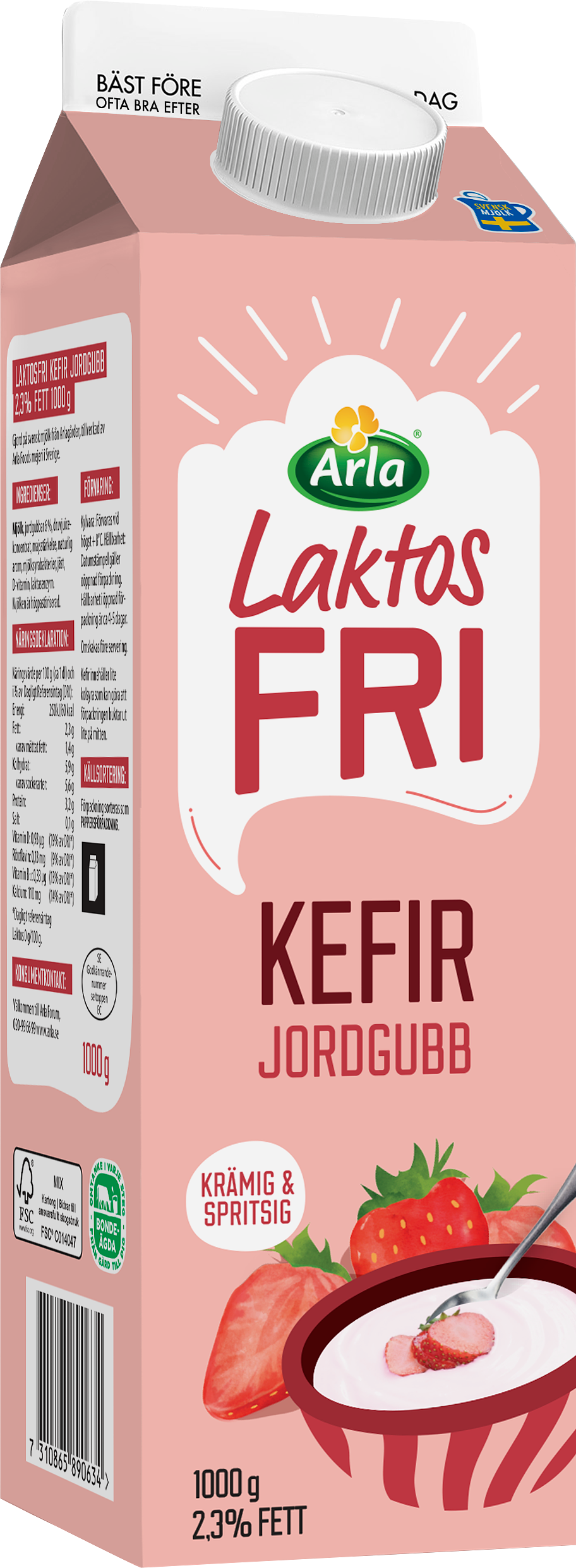 Laktosfri Kefir Jordgubb 2.3% 1000 g