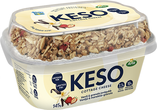 Cottage cheese vanilj & granola jordgubb 145g