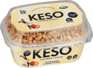 KESO® Cottage cheese vanilj granola jordg 145 g